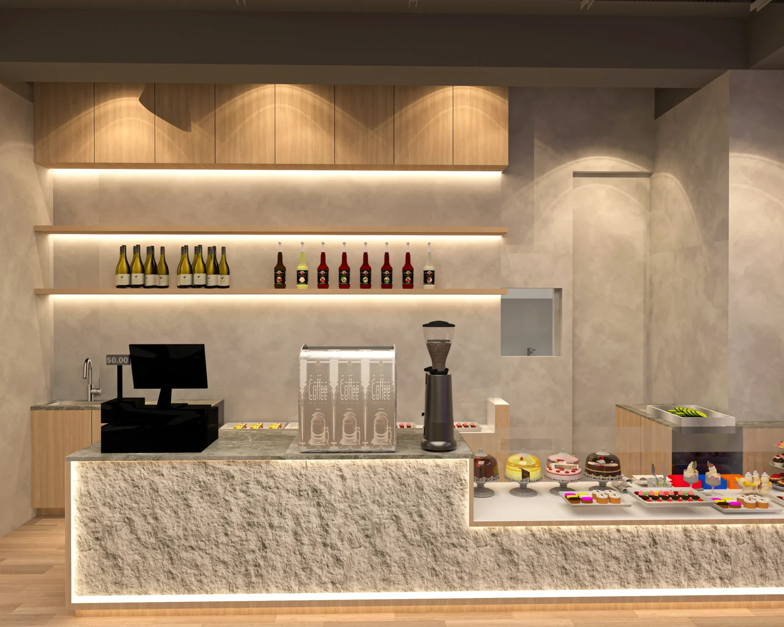 3D restaurant counter design in Chittagong – Guilty Pleasure, Khulshi by Idealist