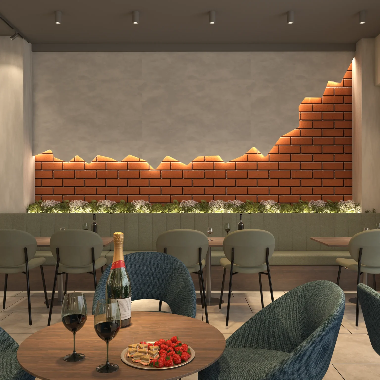 restaurant decoration and dining space in Chittagong – Snackza seating by Idealist